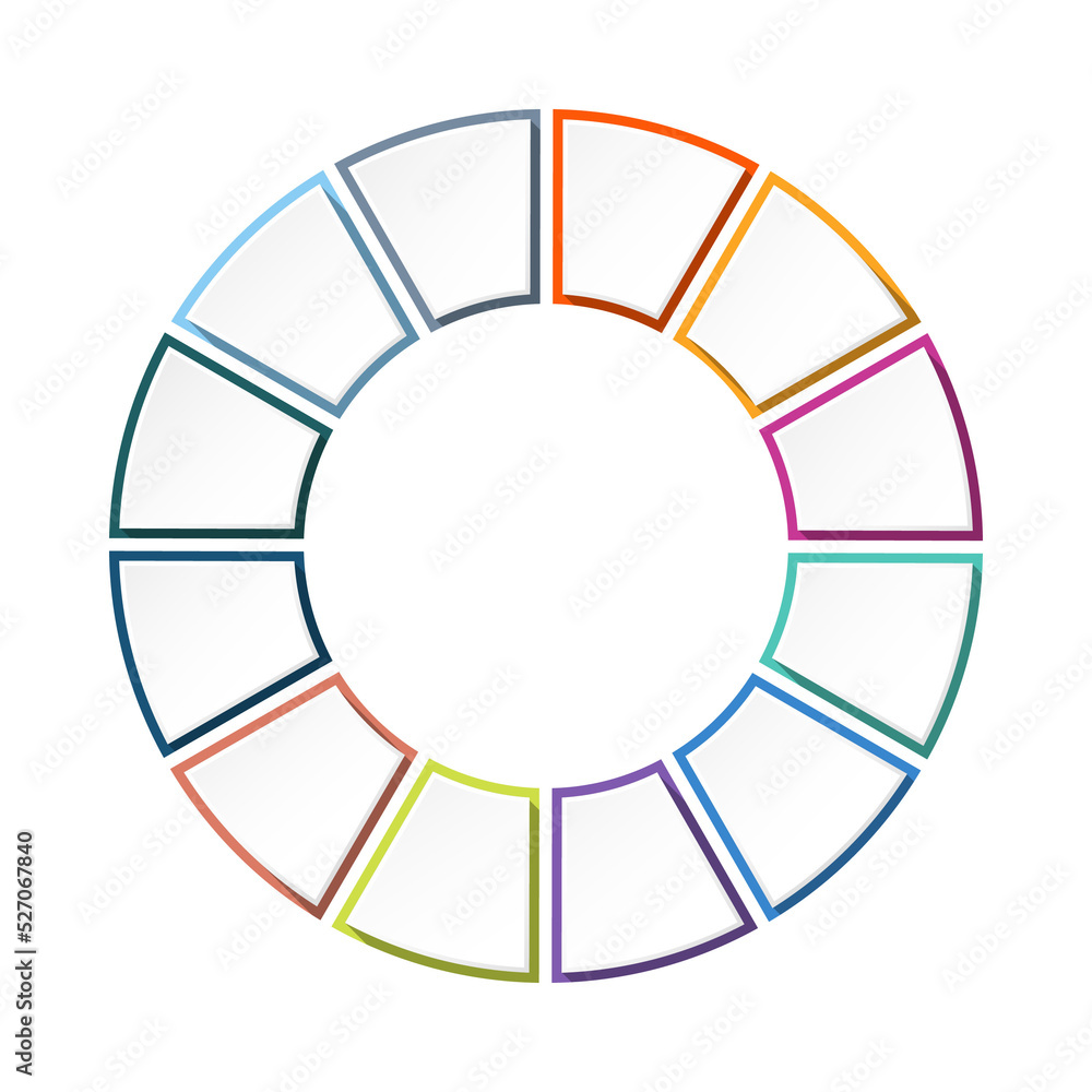 Basic Circle infographics design with 12 steps. Basic Circle infographics design with 12 steps.