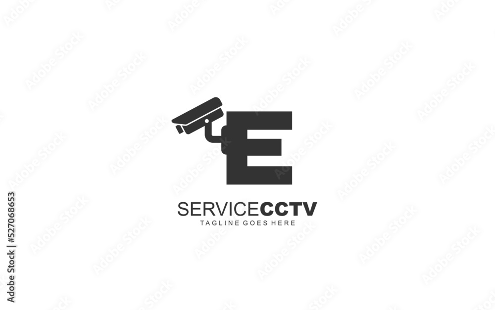 E logo cctv for identity. security template vector illustration for your brand. E logo cctv for identity. security template vector illustration for your brand.