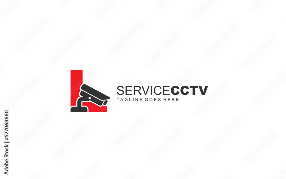 L logo cctv for identity. security template vector illustration for your brand.