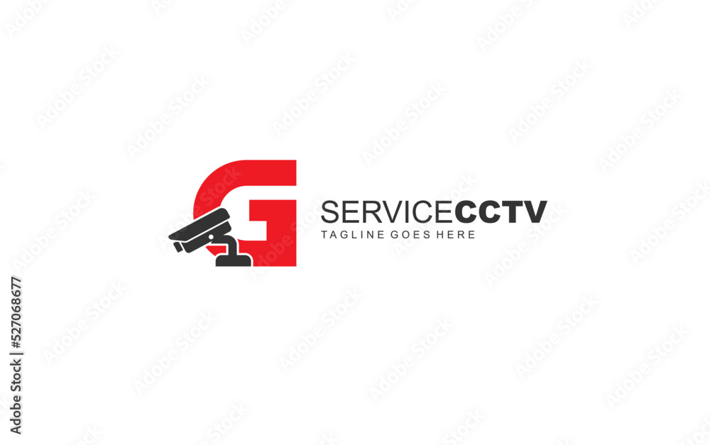 G logo cctv for identity. security template vector illustration for your brand.