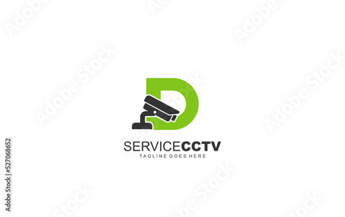 D logo cctv for identity. security template vector illustration for your brand.