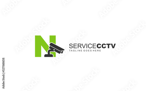 N logo cctv for identity. security template vector illustration for your brand.
