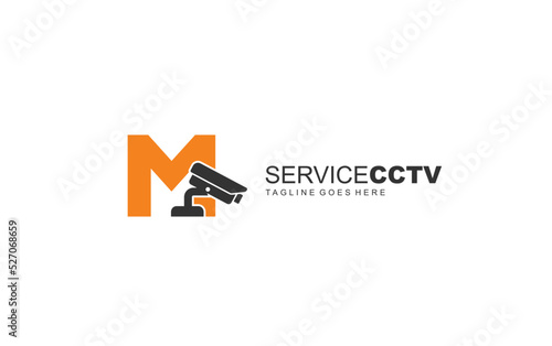 M logo cctv for identity. security template vector illustration for your brand.
