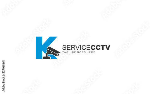 K logo cctv for identity. security template vector illustration for your brand.
