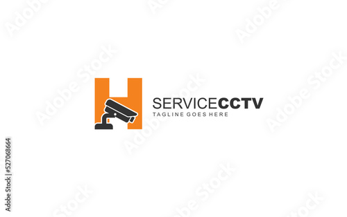 H logo cctv for identity. security template vector illustration for your brand.