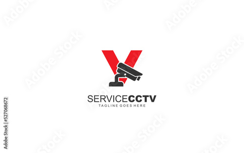 V logo cctv for identity. security template vector illustration for your brand.