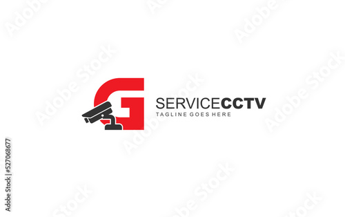 G logo cctv for identity. security template vector illustration for your brand.