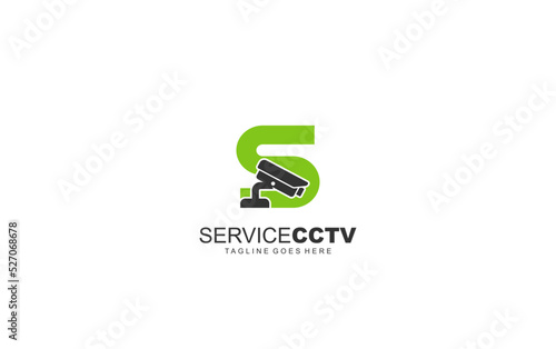 S logo cctv for identity. security template vector illustration for your brand.