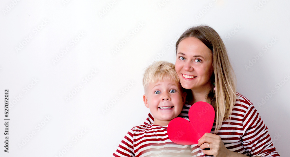 Portrait of happy mother and son over white background , Mother’s Day background
Portrait of happy mother and son over white background , Mother’s Day background