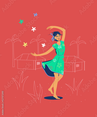 Dynamic illustration of dancing girl 