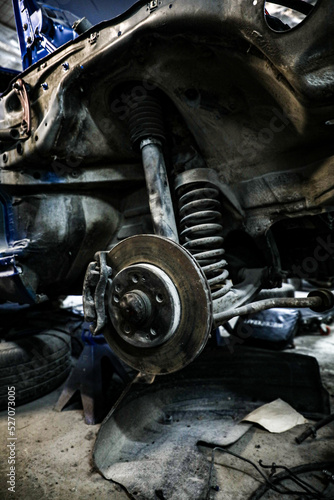 car service front suspension with brake disk system