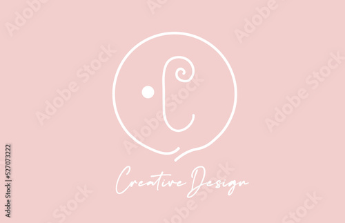 pink white C alphabet letter logo icon design with circle and vintage style. Creative template for company and business