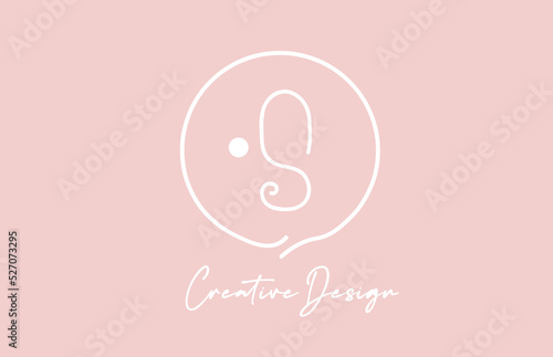 pink white S alphabet letter logo icon design with circle and vintage style. Creative template for company and business