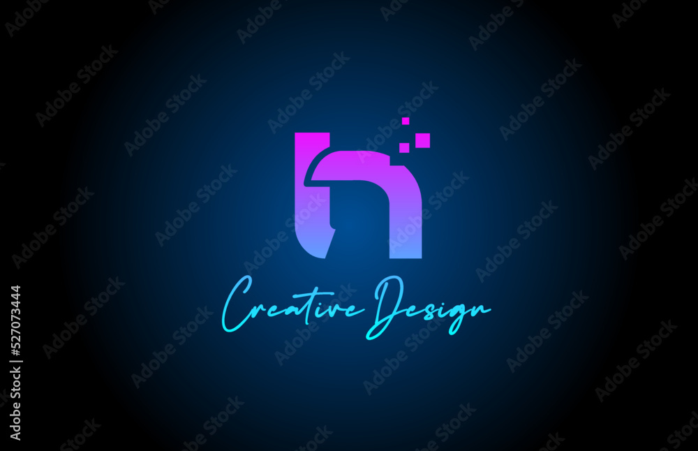 pink blue H alphabet letter logo icon design with dots. Creative template for company and business