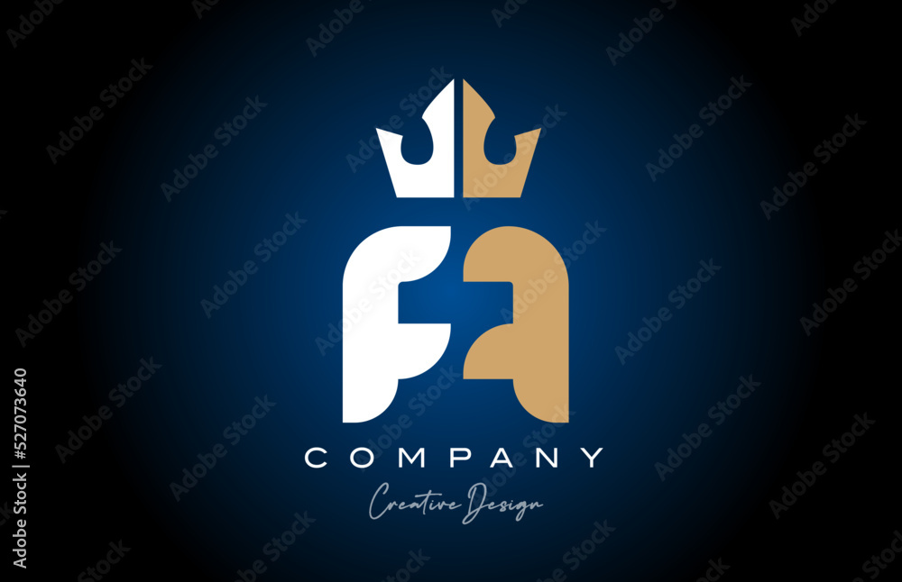 white brown A alphabet letter logo icon design with king crown. Creative template for company and business white brown A alphabet letter logo icon design with king crown. Creative template for company and business