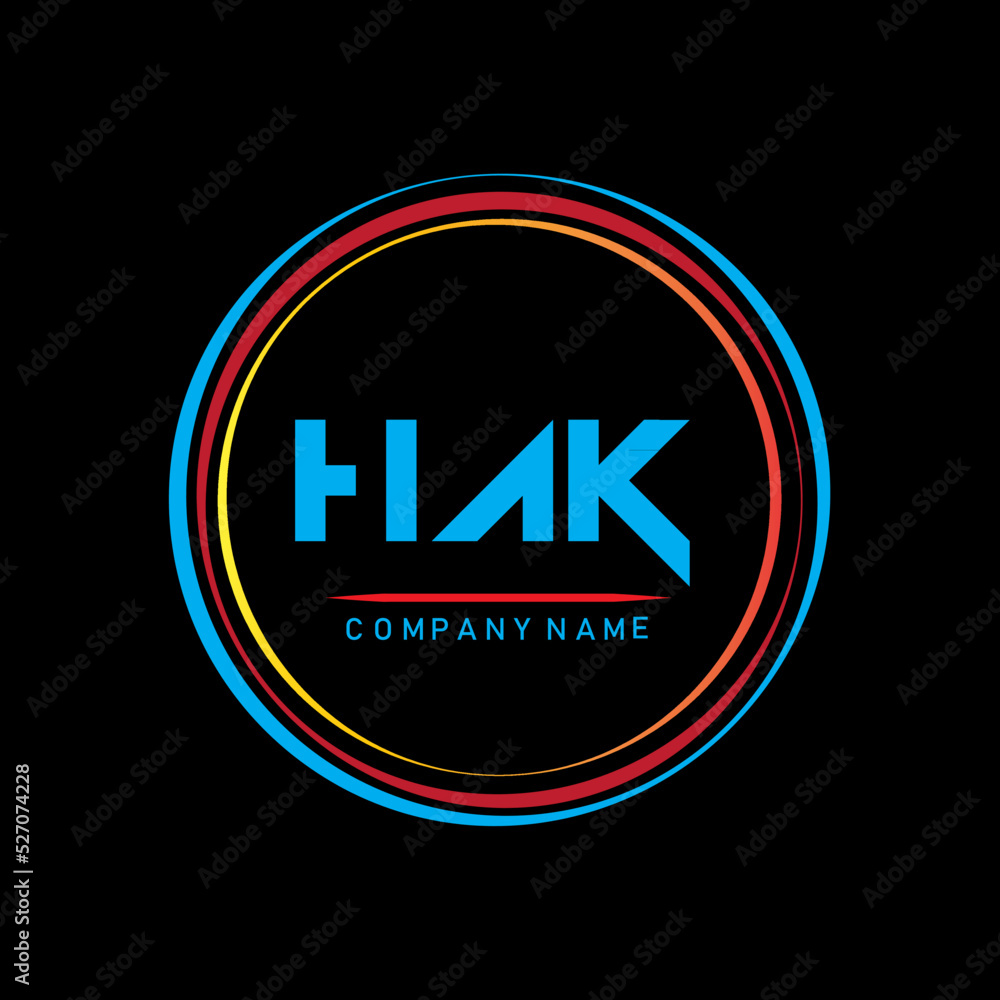 HAK design,HAK letter logo vector,HAK letter monogram logo design vector,HAK luxury flower logo,HAK unique flower logo design,HAK letter logo design vector image - obrazy, fototapety, plakaty 