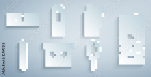 Set Eye shadow palette, Cream or lotion cosmetic tube, Nail file, Hand mirror, Bottle of shampoo and Acne icon. Vector