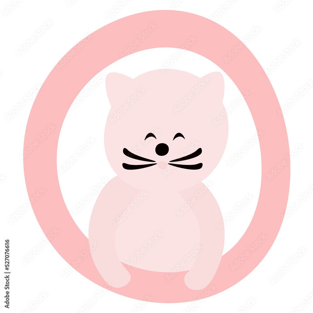 cute cat print in pastel colors hand drawn vector illustration