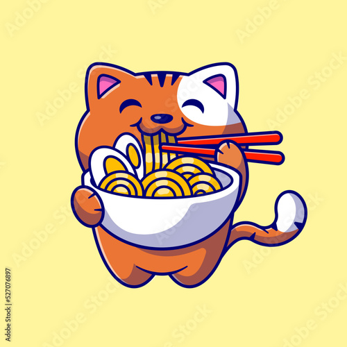 Cute Cat Eating Ramen Noodle With Chopstick Cartoon Vector
Icon Illustration. Animal Food Icon Concept Isolated Premium
Vector. Flat Cartoon Style