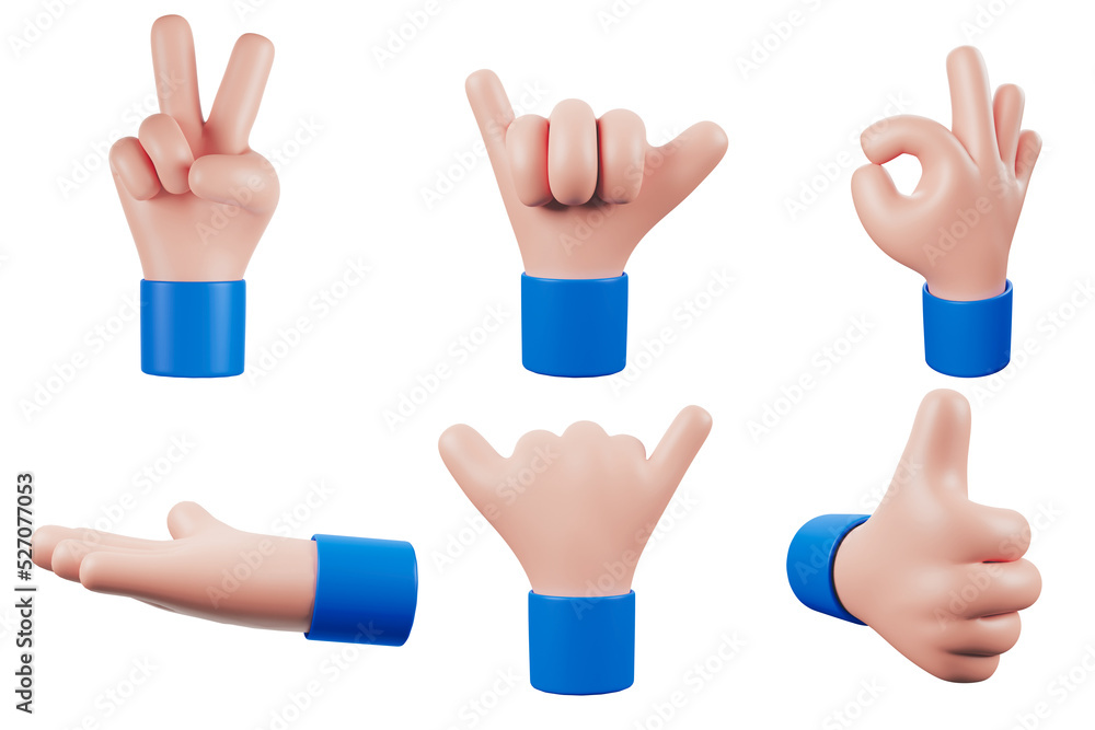 collection Hands Gesture, cartoon friendly, funny style isolated on white background, 3D rendered image. collection Hands Gesture, cartoon friendly, funny style isolated on white background, 3D rendered image.
