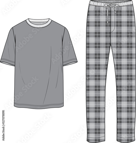 MEN AND BOYS TEE AND PAJAMA SET SLEEP WEAR VECTOR