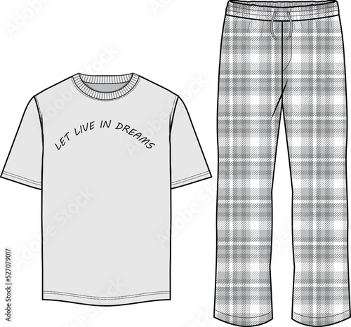 MEN AND BOYS TEE AND PAJAMA SET SLEEP WEAR VECTOR
