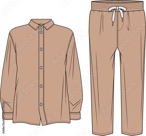 MEN AND BOYS TEE AND PAJAMA SET SLEEP WEAR VECTOR