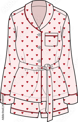 GIRLS AND WOMEN NIGHT WEAR PAJAMA SET SHIRT AND JOGGER VECTOR