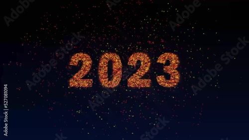 many different fireworks and the inscription 2023. concept new year