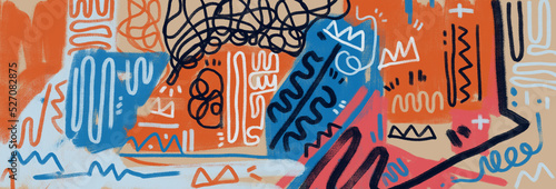 expressionism banner scribble doodle and graffiti pattern Fototapeta