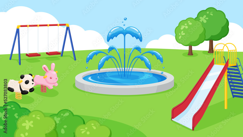 Naklejka premium 公園の風景のイラスト_16:9