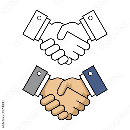 Flat design icon illustration of coloring handshakes