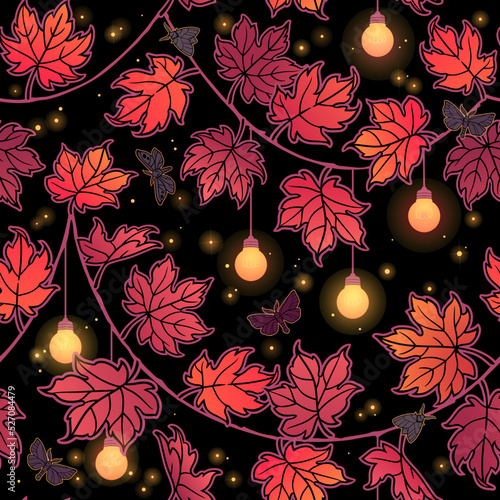 seamless illustration of festive maple leaf garland