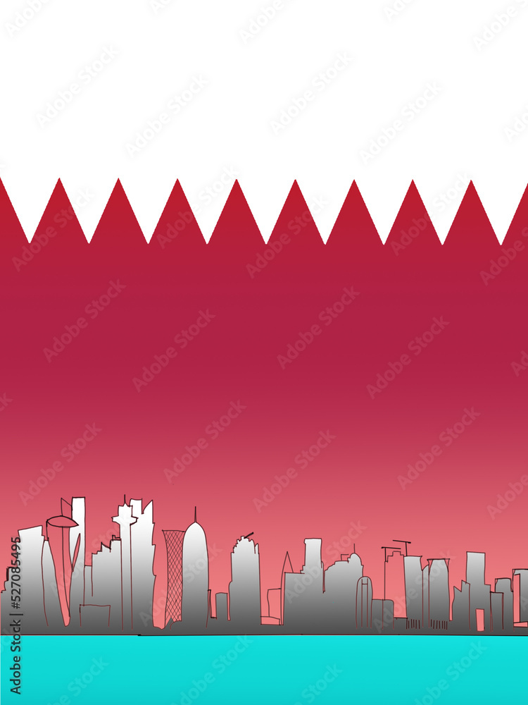 city skyline with flag illustration