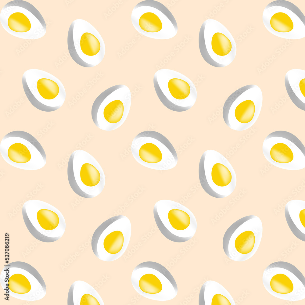 boiled egg (egg white) seamless pattern on pastel color background design poster flyer clothing design paper wrap realistic food vector illustration boiled egg (egg white) seamless pattern on pastel color background design poster flyer clothing design paper wrap realistic food vector illustration