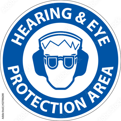 Hearing and Eye Protection Sign On White Background