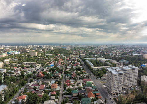 Aerial view of the modern Asian city of Bishkek, Kyrgyzstan. photo