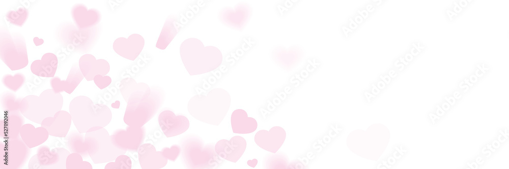 Pink hearts illustration on a white background - love heart for valentines day background - design banner