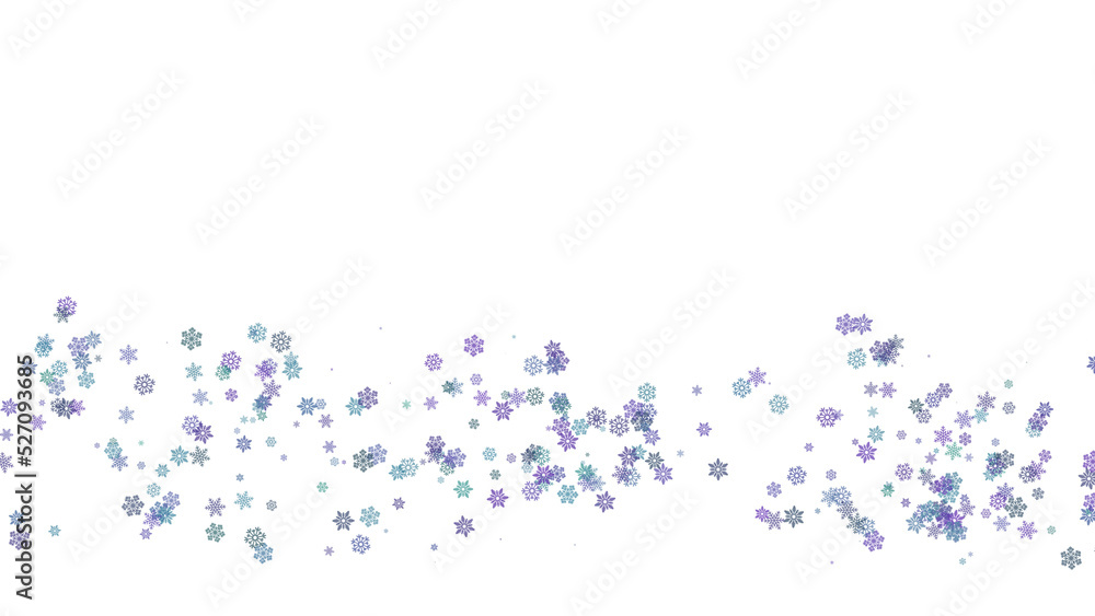 Semi-transparent purple and blue isolated snowflakes