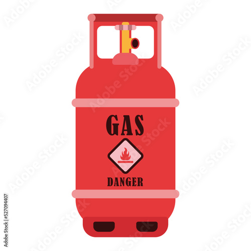 Gas bottle icon. Flammable gas tank vector illustration. Gas tank balloon danger. Lpg. Flammable barrel with high pressure and valves. Metal tanks with industrial liquefied compressed petroleum.