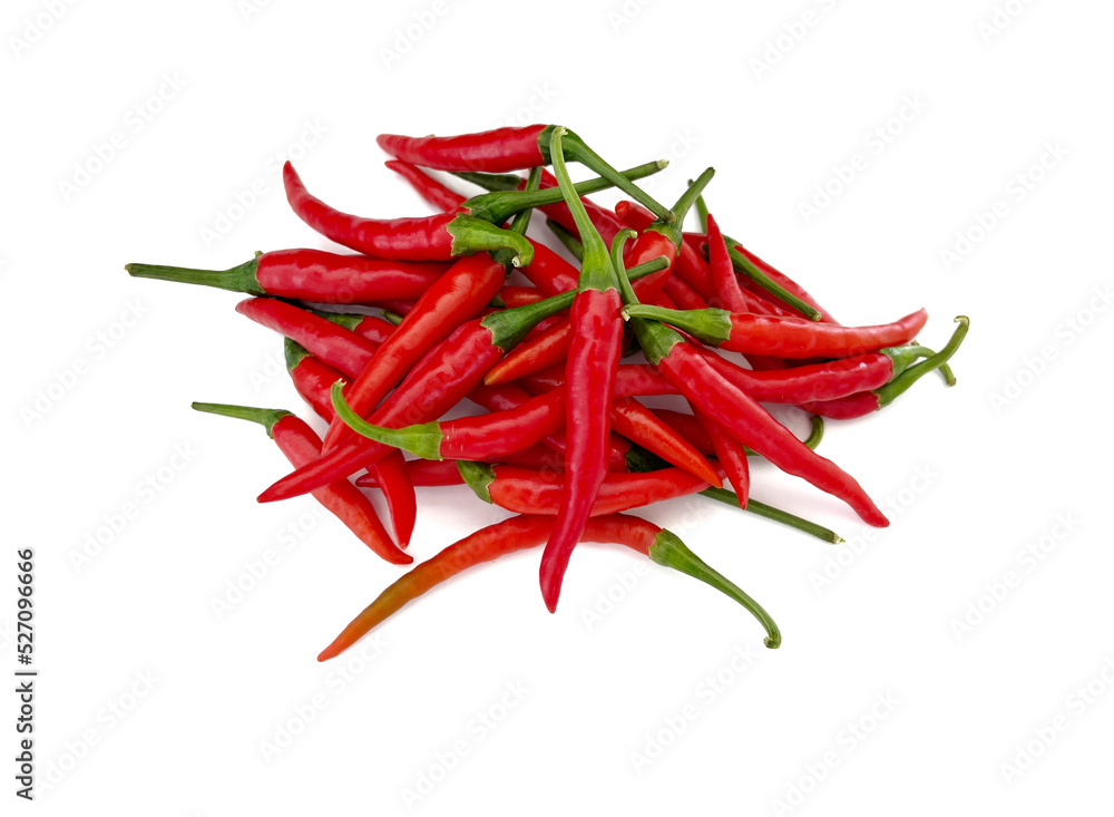 red chili peppers on white background red chili peppers on white background