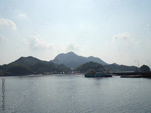View from a boat heading to Miyajima, Hiroshima City, Japan