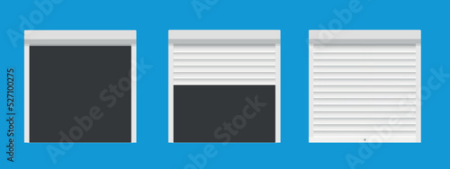 Vector Door with Rolling Shutters on white background. Vector illustration.