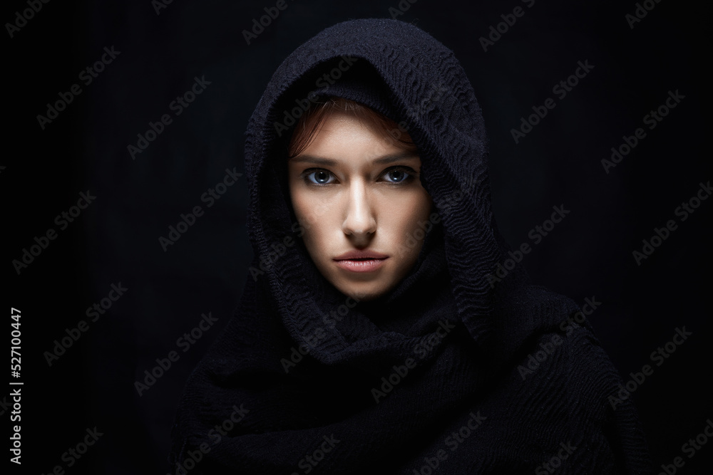 beautiful young woman in hood or hijab.fashion muslim style gir