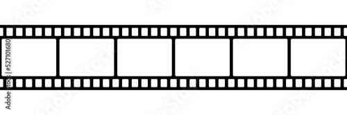 Film strip seamless pattern. Repeated black filmstrip isolated on white background. Element are separated in editable layers. Repeating clipping reel movie. Photo frame tape. Roll camera. Vector