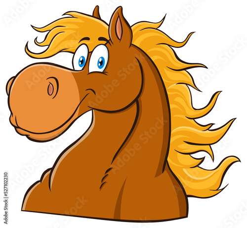 Horse Head Cartoon Mascot Character. Vector Hand Drawn Illustration Isolated On Transparent Background