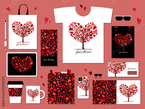 Love tree, heart shape. Concept art for wedding, valentine. Creative ideas fo...