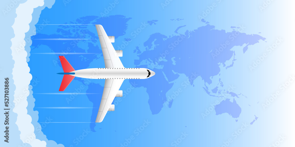 Airplane flying over the world illustration vector