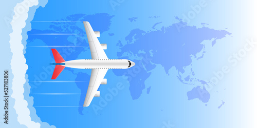 Airplane flying over the world illustration vector