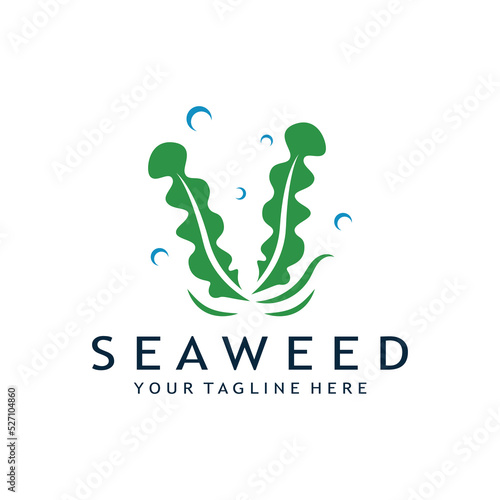 seaweed logo design with vector illustration template